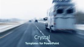  Presentation with winter driving - PPT theme consisting of winter-driving-motion-on-slick background and a ocean colored foreground