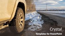  Presentation with backcountry - Presentation theme featuring winter-driving-on-a-backcountry background and a dark gray colored foreground