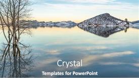  Presentation with destination - Beautiful presentation featuring winter-dusk-over-mountain-lake backdrop and a seafoam green colored foreground