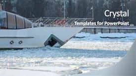  Presentation with navigation - Beautiful slides featuring winter embankment of moscow river backdrop and a ocean colored foreground