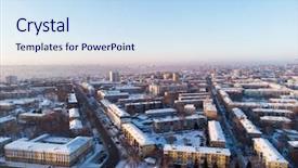 Presentation with aerial - Beautiful slide deck featuring winter evening and residential areas backdrop and a sky blue colored foreground