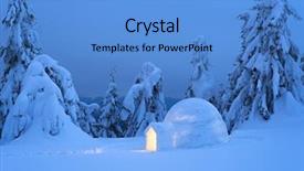  Presentation with winter forest night - PPT theme having winter evening landscape with shelter background and a teal colored foreground