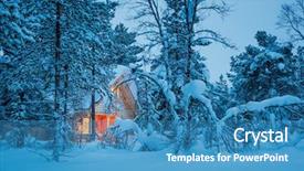  Presentation with fairy night - PPT theme enhanced with winter fairy night - wooden cottage background and a teal colored foreground