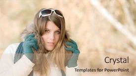  Presentation with fashion - PPT theme consisting of winter fashion - woman with fur background and a  colored foreground