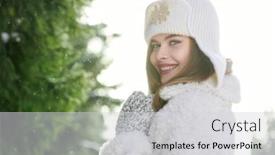  Presentation with pretty girl - PPT layouts consisting of winter-fashion-a-pretty-girl background and a light gray colored foreground