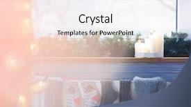  Presentation with fashion accessories - Presentation design enhanced with winter fashion accessories drying on a heater christmas lights and snowy window view background and a sky blue colored foreground