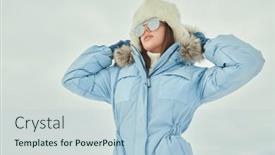  Presentation with sport blue - PPT layouts featuring winter-fashion-portrait background and a light blue colored foreground