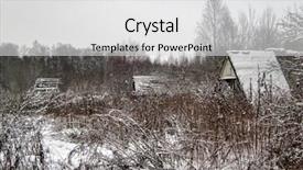  Presentation with gloomy - Slide set consisting of winter field near the forest under gloomy sky nature background background and a light gray colored foreground