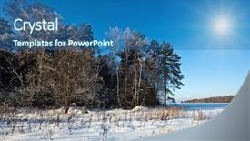  Presentation with winter blue - Colorful slide deck enhanced with winter field under blue sky backdrop and a ocean colored foreground