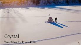  Presentation with winter ice - Presentation theme with winter fishing ice fisherman fishing background and a  colored foreground