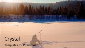  Presentation with gone fishing - Audience pleasing slides consisting of winter fishing ice fisherman fishing backdrop and a  colored foreground