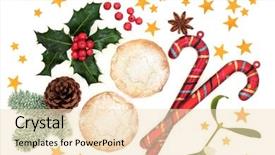  Presentation with gold stars - Slide set consisting of winter flora of holly mistletoe background and a lemonade colored foreground