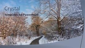  Presentation with tenement house in poland - PPT layouts consisting of winter-footpath-after-snowfall-poland background and a  colored foreground