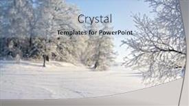  Presentation with winter forest - Amazing theme having country road cover - winter forest and lake backdrop and a light blue colored foreground