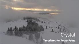  Presentation with forest winter - Presentation theme featuring winter forest in high mountain background and a gray colored foreground