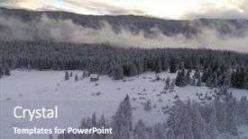  Presentation with forest winter - PPT theme featuring winter forest in high mountain background and a  colored foreground