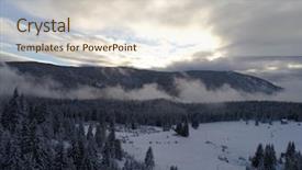  Presentation with top view of appetizing fresh - Cool new presentation with winter forest in high mountain backdrop and a  colored foreground