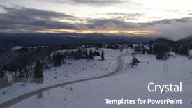  Presentation with top view of appetizing fresh - PPT theme with winter forest in high mountain background and a  colored foreground