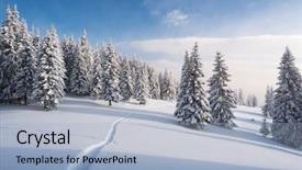  Presentation with mountain snow - Presentation theme enhanced with winter forest in snow mountain background and a light blue colored foreground