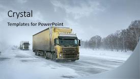  Presentation with freight transportation - Presentation design featuring winter freight transportation by truck background and a light blue colored foreground