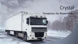  Presentation with freight transportation - Cool new PPT theme with winter freight transportation by truck backdrop and a light gray colored foreground
