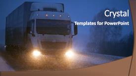  Presentation with freight transportation - Beautiful slides featuring winter freight transportation by truck backdrop and a ocean colored foreground