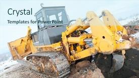  Presentation with bulldozer - Theme featuring winter frozen soil ripping moving background and a cool aqua colored foreground