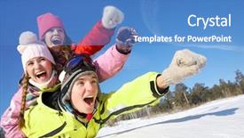  Presentation with teenagers - Cool new slide deck with winter fun - group of teenagers slide downhill backdrop and a teal colored foreground
