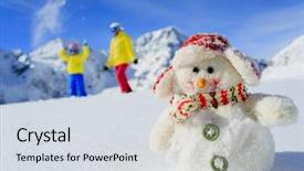  Presentation with fun brain - Presentation consisting of winter fun - skiers with snowman background and a  colored foreground