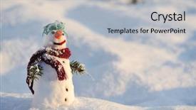  Presentation with purple floral snow - Slide set enhanced with winter fun - snowman on snow background background and a light gray colored foreground
