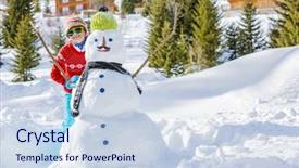  Presentation with snowman - Presentation design featuring snowman with a mustache background and a sky blue colored foreground