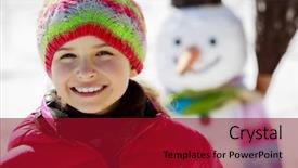  Presentation with kid happy birthday - Slide set consisting of winter fun happy kid playing background and a crimson colored foreground