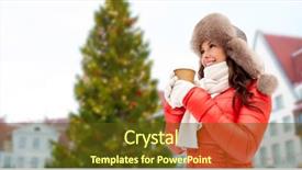  Presentation with old people - Colorful theme enhanced with winter fur hat with coffee backdrop and a tawny brown colored foreground