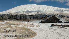  Presentation with refuge - Beautiful slide deck featuring refugge - winter galvarina refuge under etna backdrop and a light gray colored foreground
