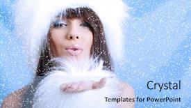  Presentation with banquet blue and silver - Cool new presentation theme with winter girl with beautiful make backdrop and a light blue colored foreground