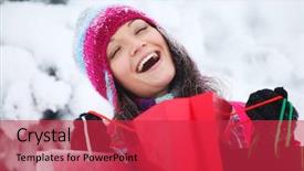  Presentation with paper bag vs plastic bags - Beautiful presentation featuring winter girl with gift bags backdrop and a red colored foreground