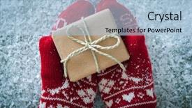  Presentation with christmas borders winter - PPT theme enhanced with winter gloves with christmas gift background and a light blue colored foreground