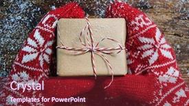  Presentation with christmas borders winter - Presentation theme consisting of winter gloves with christmas gift background and a tawny brown colored foreground