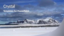  Presentation with winter landscape winter tree - Slide set having winter harsh landscape in lofoten background and a ocean colored foreground
