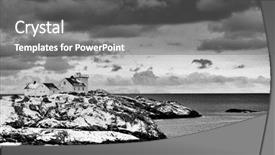  Presentation with winter landscape winter tree - Slide deck having winter harsh landscape in lofoten background and a gray colored foreground