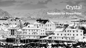  Presentation with winter landscape winter tree - Presentation design consisting of winter harsh landscape in lofoten background and a gray colored foreground