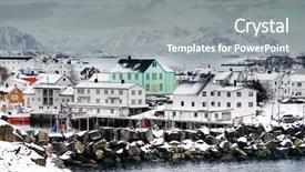  Presentation with landscape - Theme having winter harsh landscape in lofoten background and a gray colored foreground