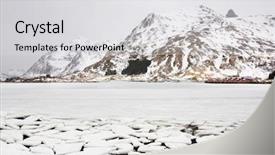  Presentation with landscape - Audience pleasing slide deck consisting of winter harsh landscape in lofoten backdrop and a light gray colored foreground