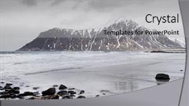  Presentation with landscape - Amazing PPT theme having winter harsh landscape in lofoten backdrop and a light gray colored foreground