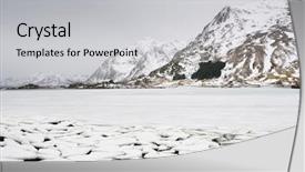  Presentation with landscape - Beautiful presentation design featuring winter harsh landscape in lofoten backdrop and a light gray colored foreground