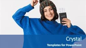  Presentation with passport travel - Presentation theme having winter hat holding holding passport background and a ocean colored foreground