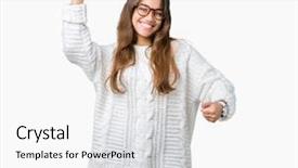  Presentation with dancing music grass - Colorful slides enhanced with winter hat over isolated background backdrop and a white colored foreground