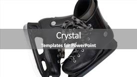  Presentation with winter skates - Slide deck featuring winter hockey sport ice skates background and a  colored foreground