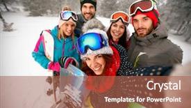  Presentation with fun and smile - Presentation theme with winter hodays snowbarders and ski background and a red colored foreground