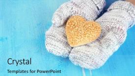  Presentation with heart hands - PPT theme having vlamingii in a coral reef background and a ocean colored foreground